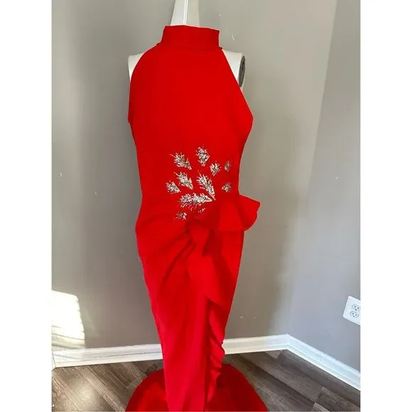 NWT Chiara Boni La Petite Robe Teodorina Sequined Ruffle Halter Gown US4 $1090 - Picture 6 of 11